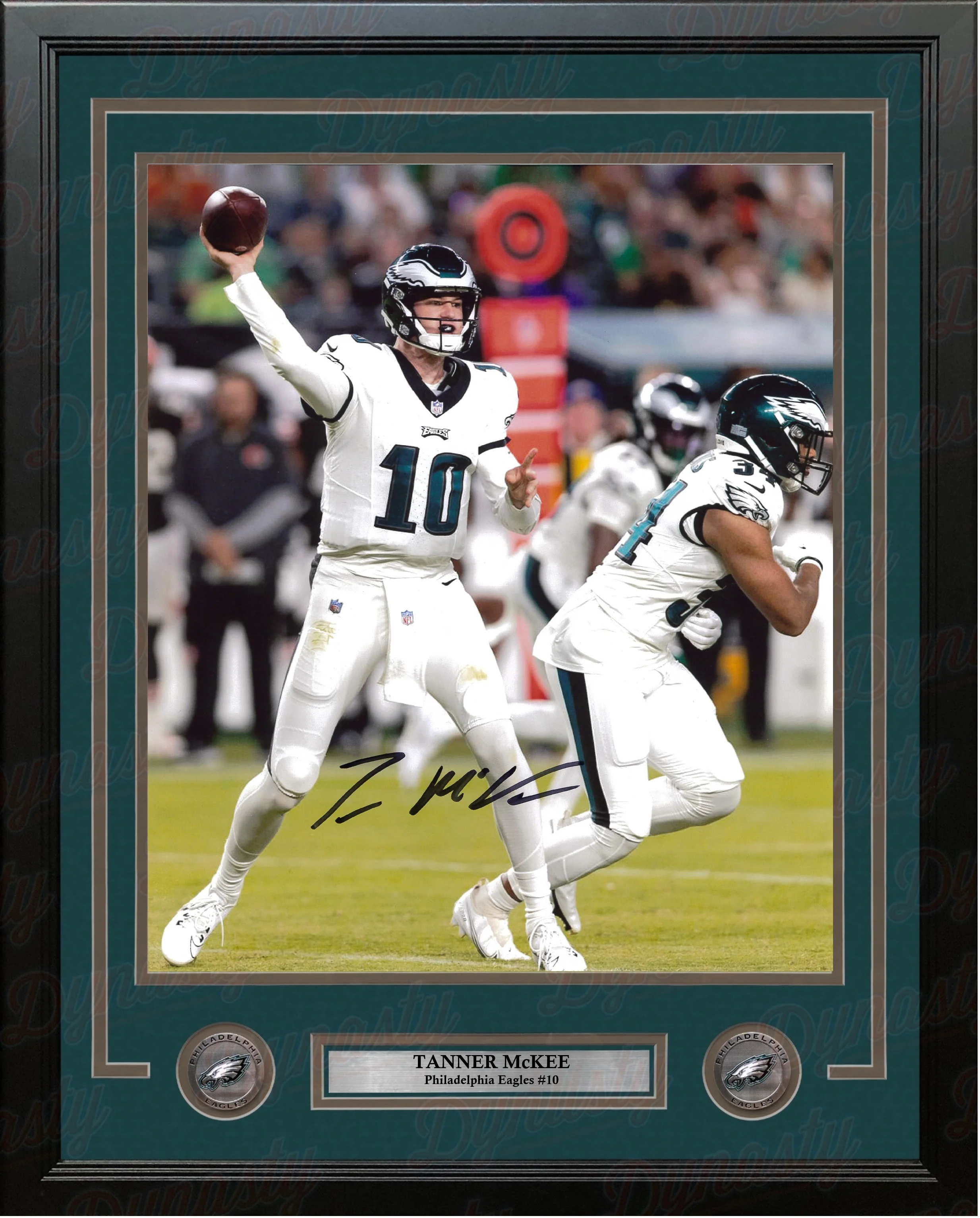 Tanner McKee in White Philadelphia Eagles Autographed 11" x 14" Framed Football Photo