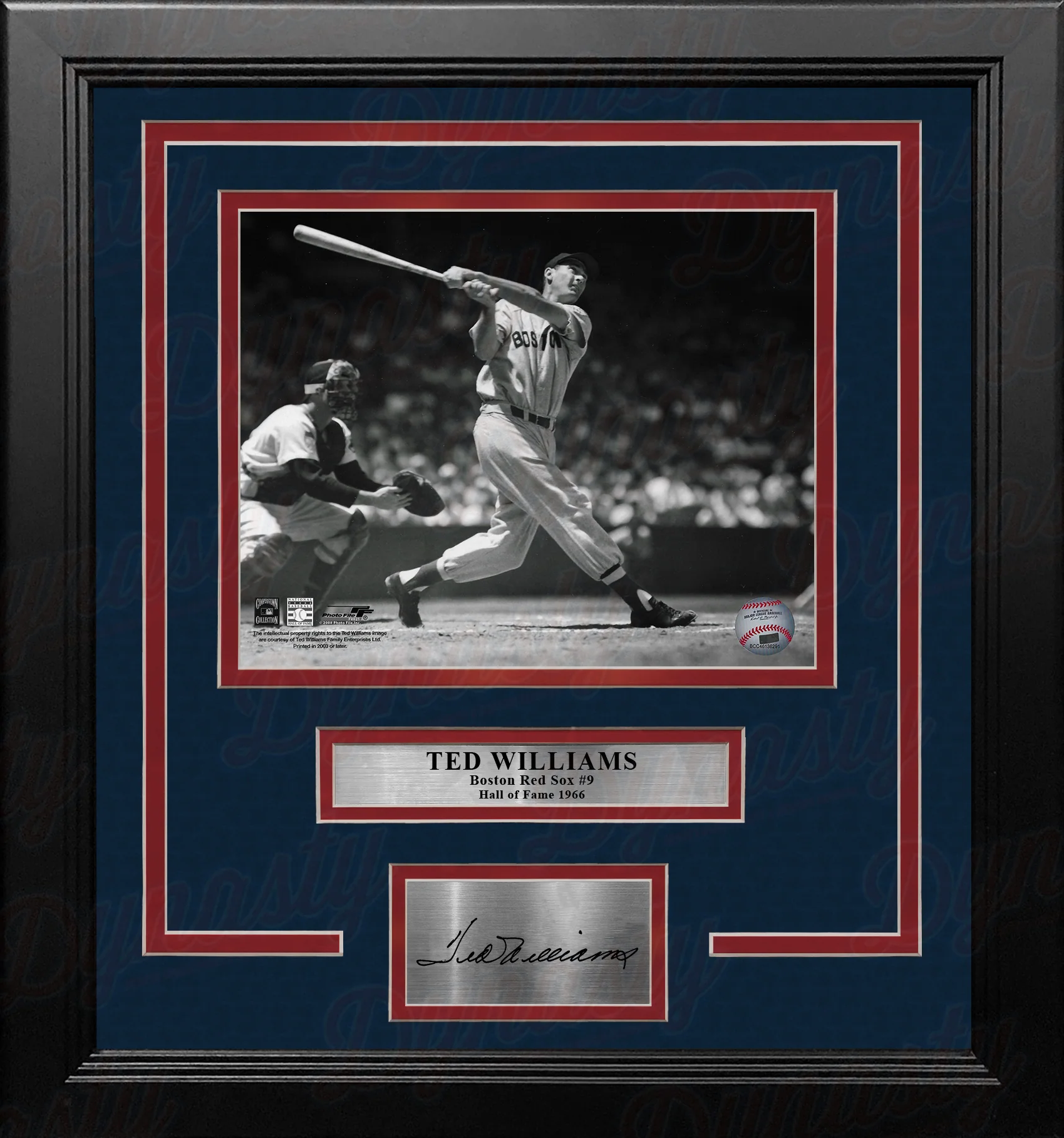Ted Williams Swing Boston Red Sox 8" x 10" Framed Baseball Photo with Engraved Autograph - Image 2