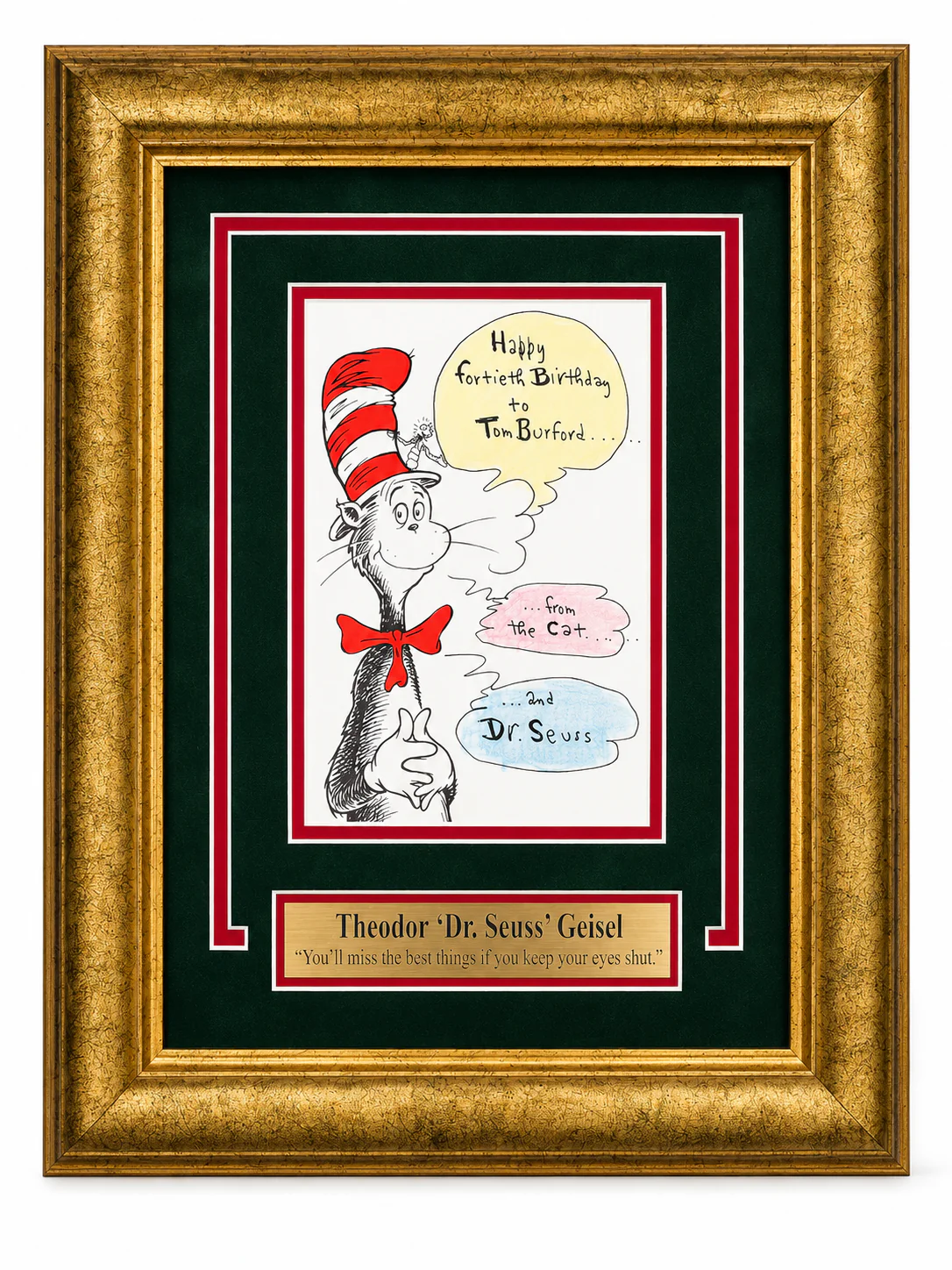 Theodor 'Dr. Suess' Geisel Autographed & Framed Cat in The Hat Print - Image 2