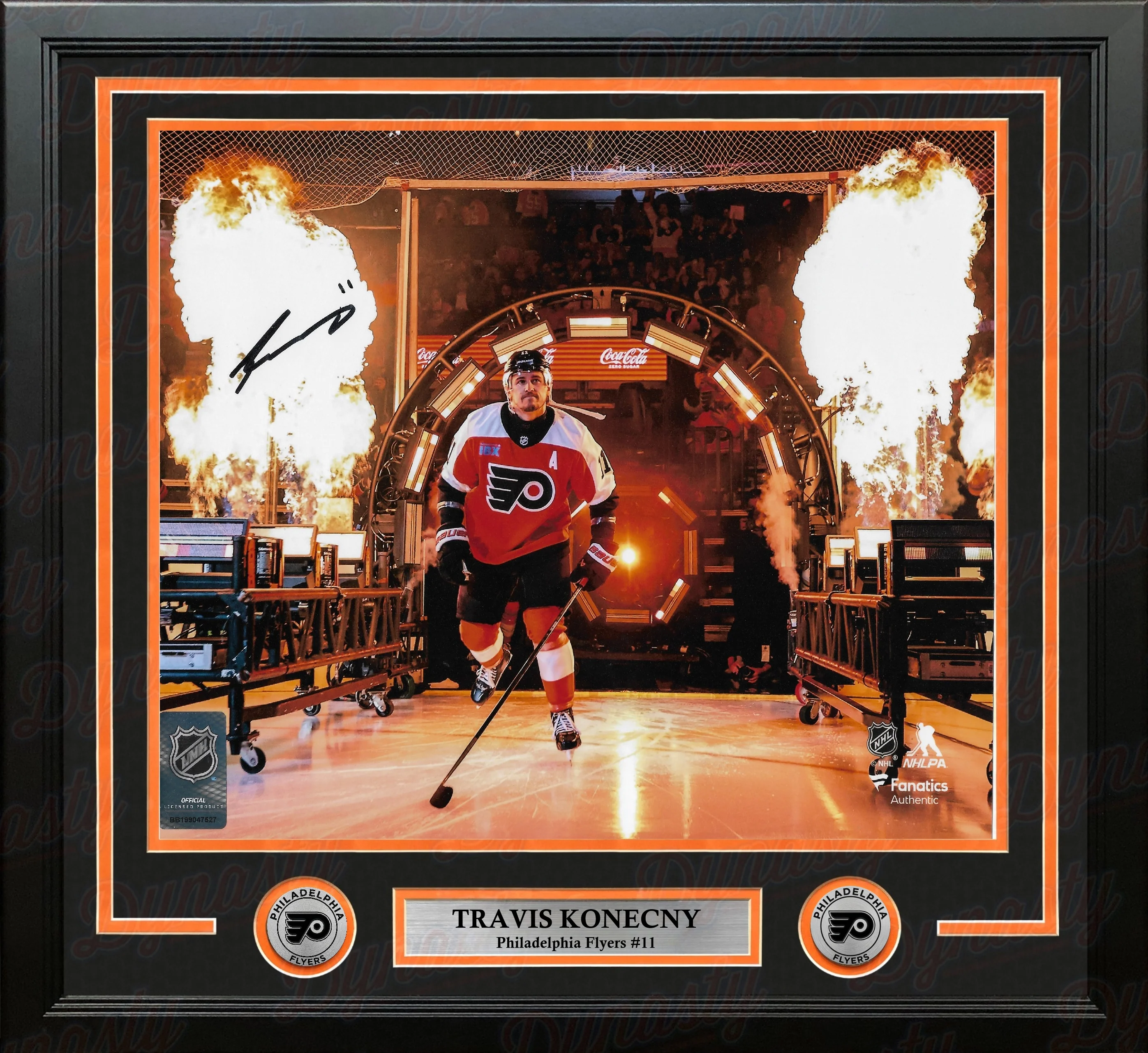Travis Konecny Fire Entrance Philadelphia Flyers Autographed 16" x 20" Framed Hockey Photo