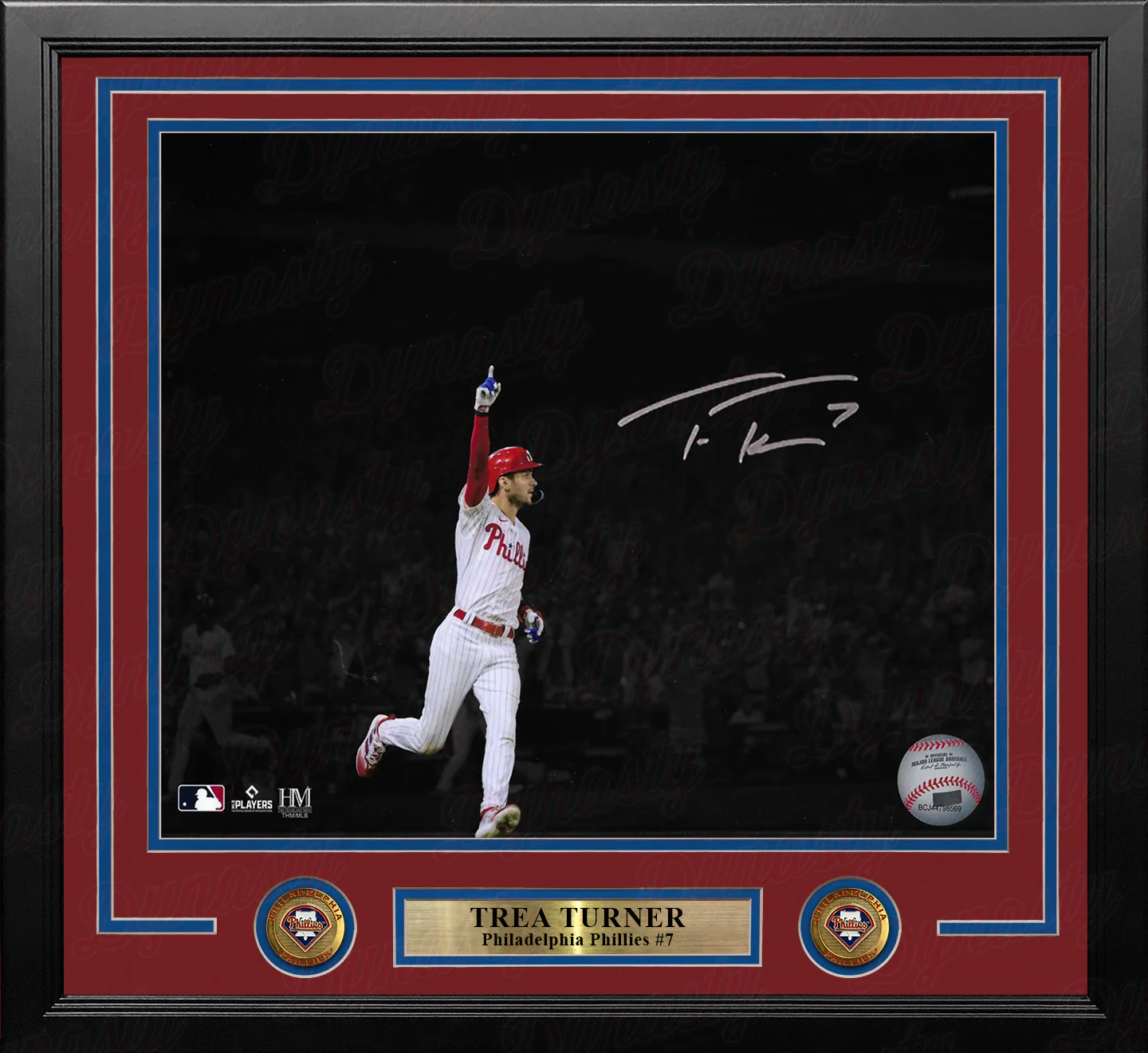 Trea Turner Blackout Celebration Philadelphia Phillies Autographed 16" x 20" Framed Baseball Photo - Image 2
