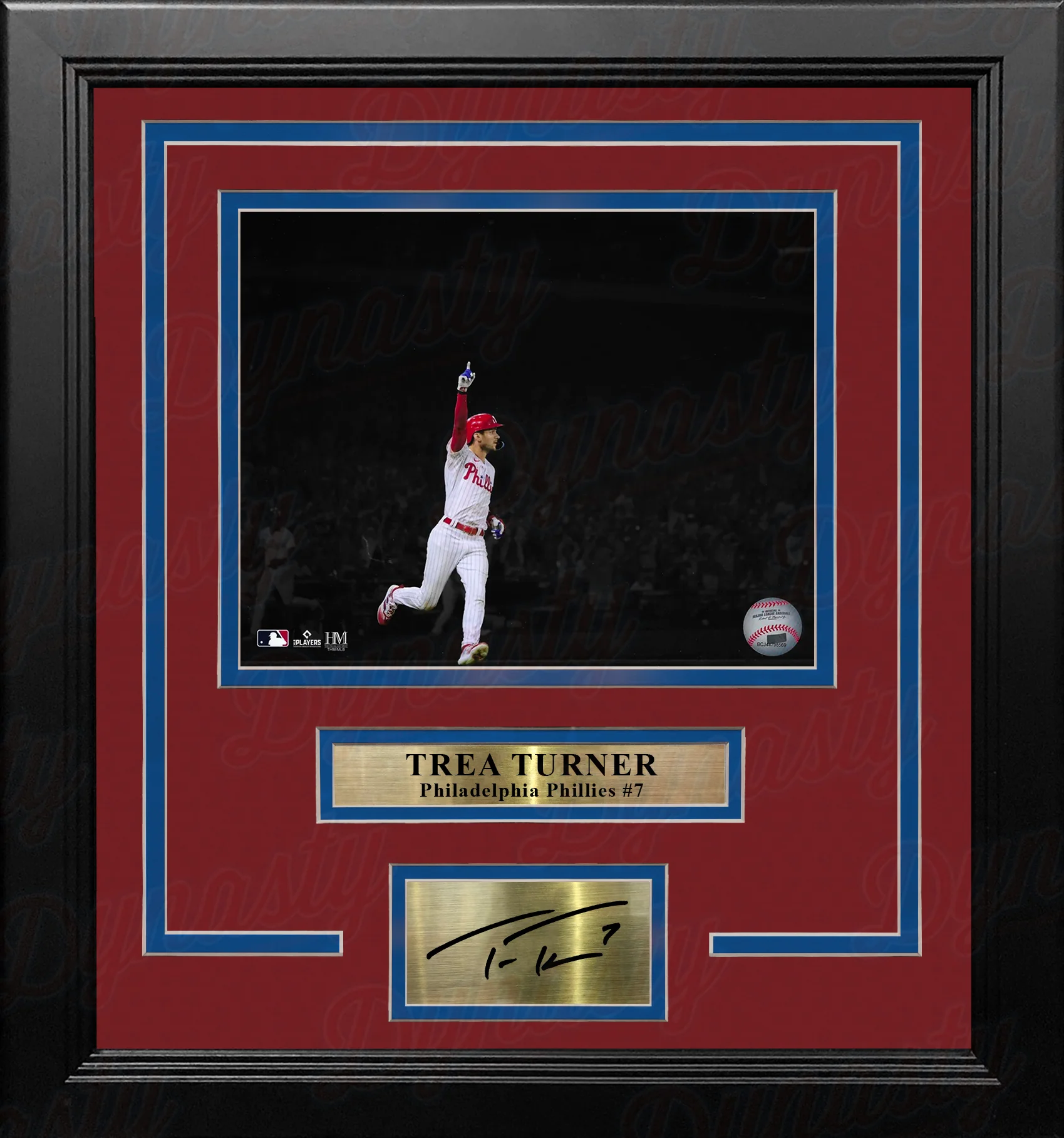 Trea Turner Celebration Philadelphia Phillies 16x20 Framed Blackout Photo with Engraved Autograph