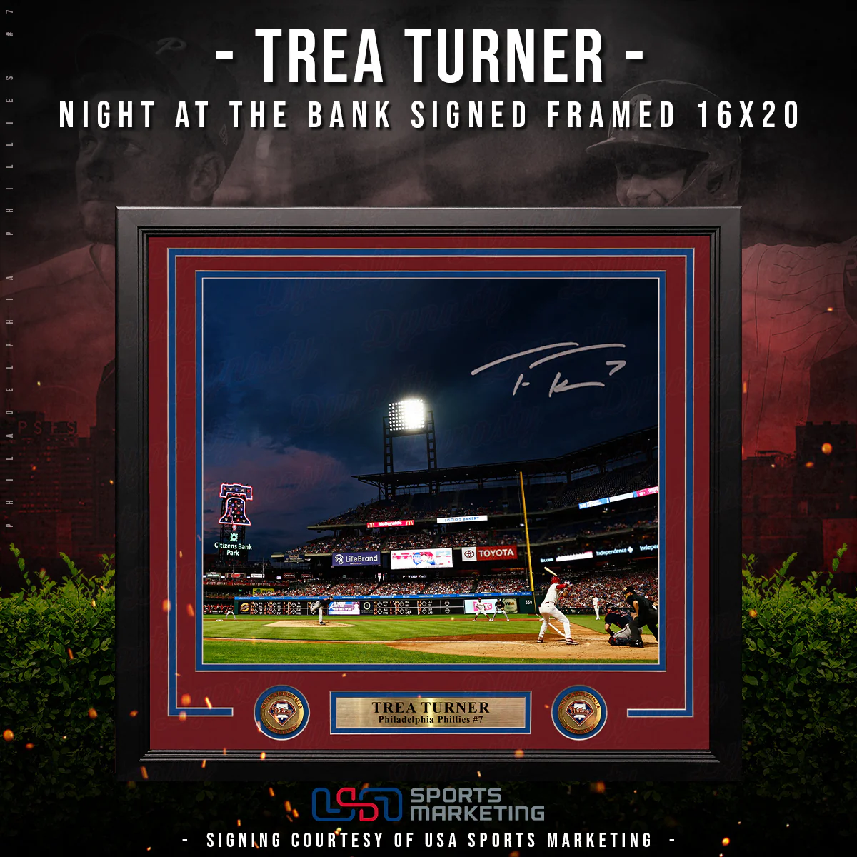 Trea Turner Philadelphia Phillies Autographed Framed Night at The Bank Photo | Pre-Sale Opportunity - Image 3
