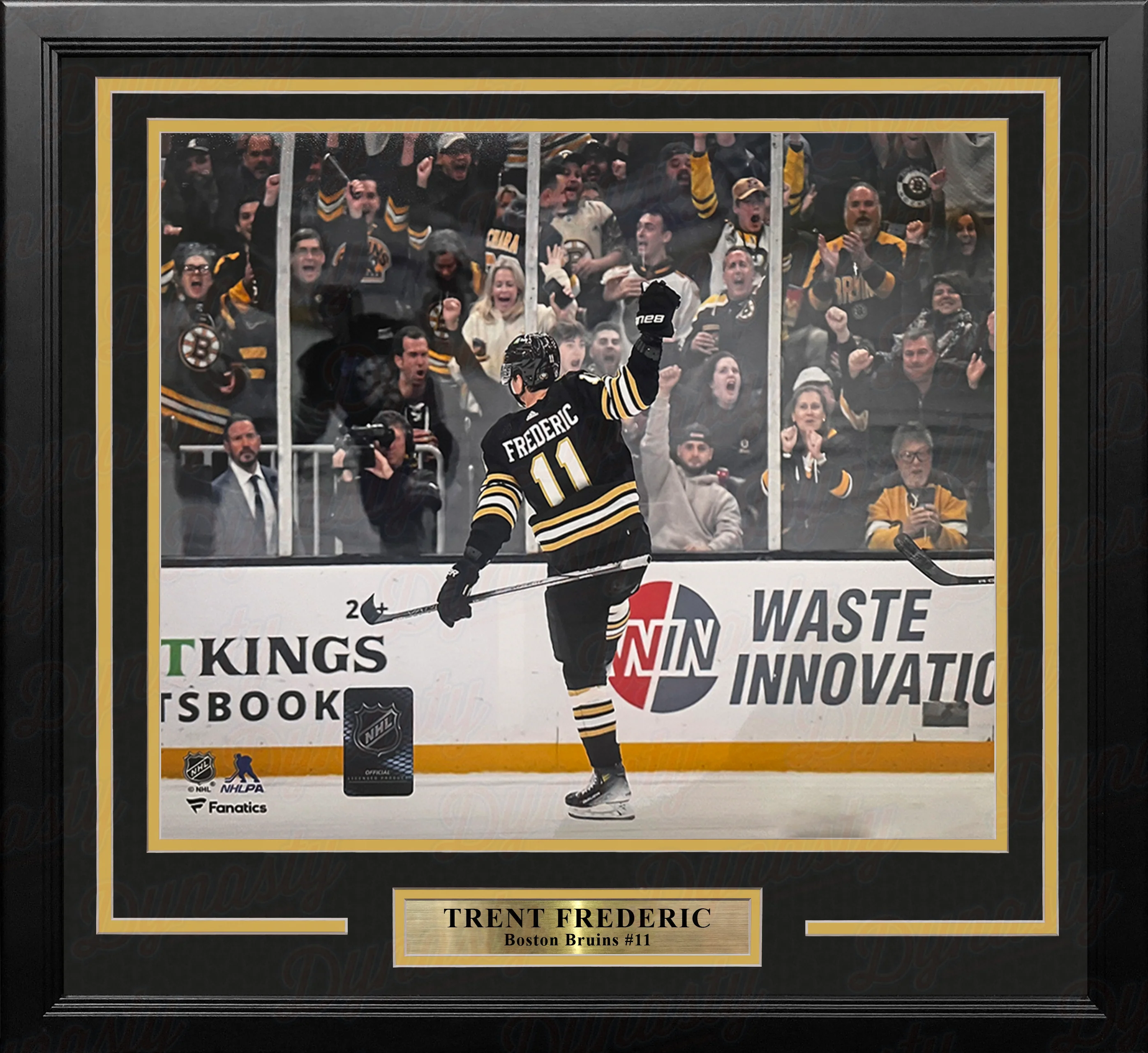 Trent Frederic Goal Celebration Boston Bruins 11" x 14" Framed Hockey Photo - Image 2