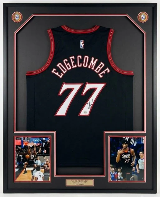 VJ Edgecombe Philadelphia 76ers Autographed Framed 75th Anniversary Basketball Jersey