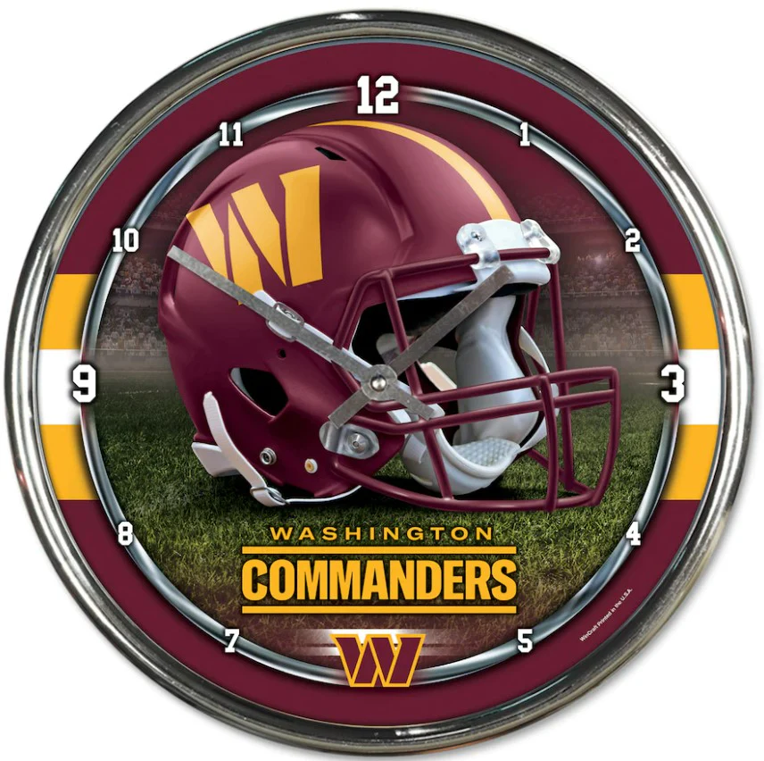 Washington Commanders Round Chrome Clock