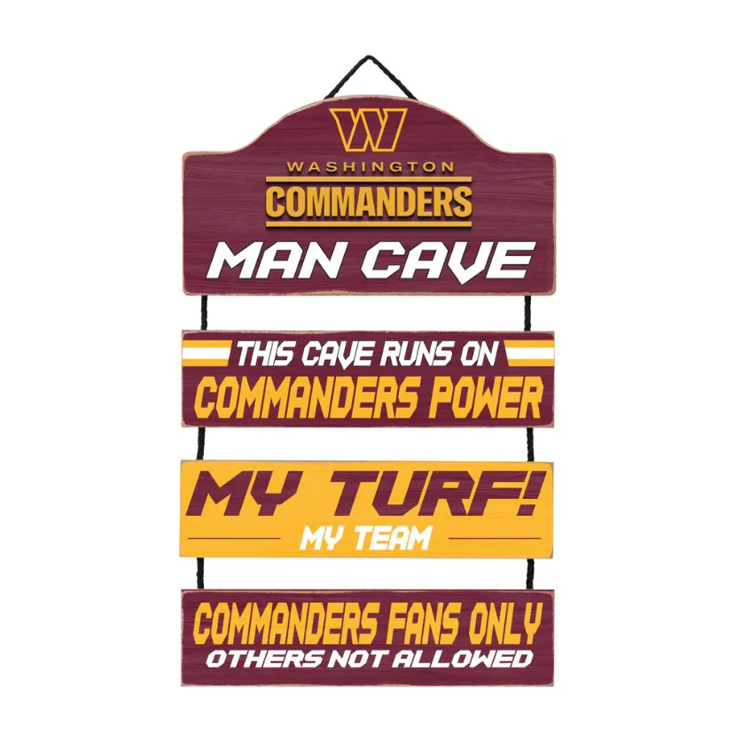 Washington Commanders Wooden Man Cave Dangle Sign