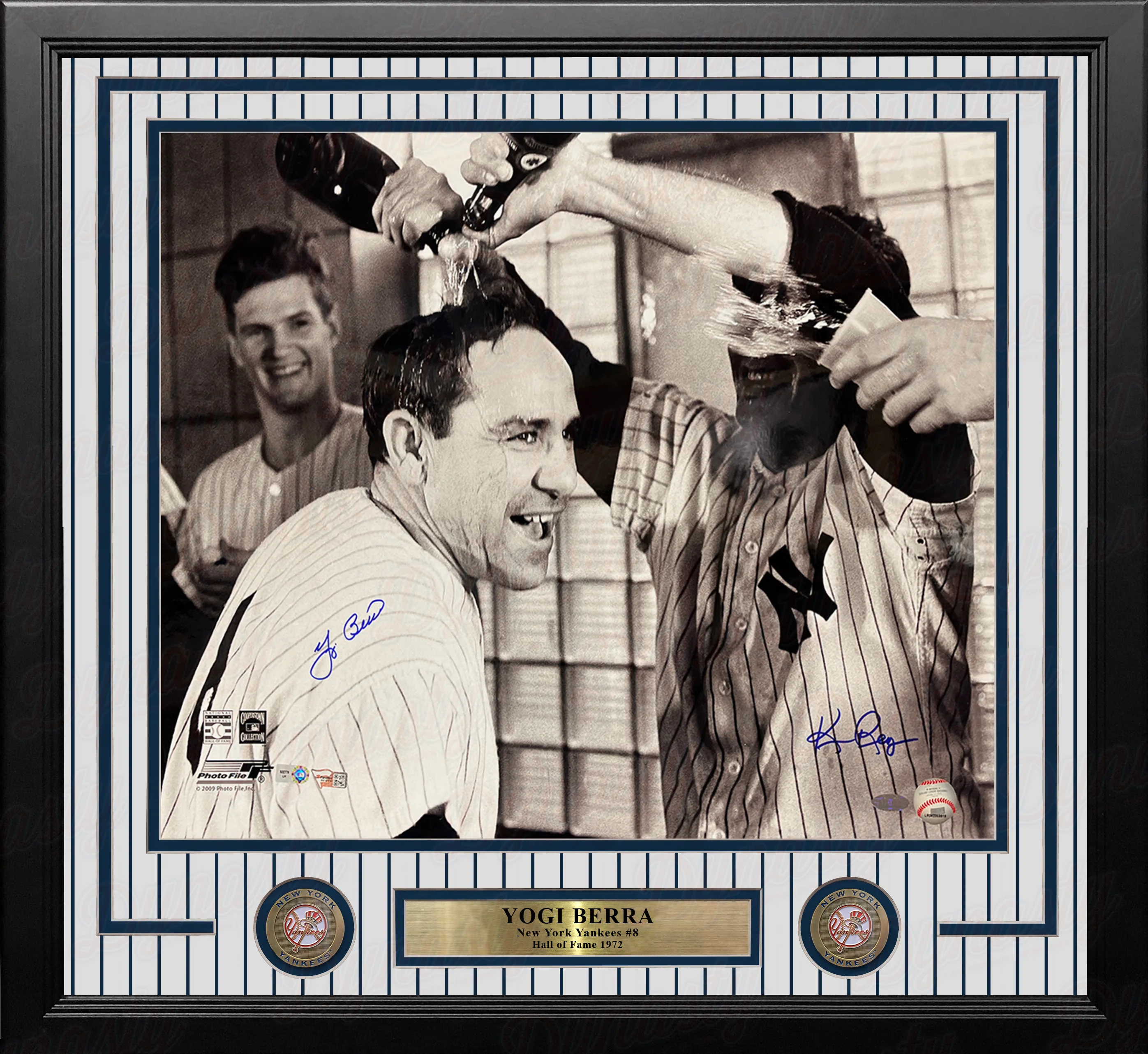 Yogi Berra Champagne Celebration New York Yankees Autographed 16" x 20" Framed Baseball Photo