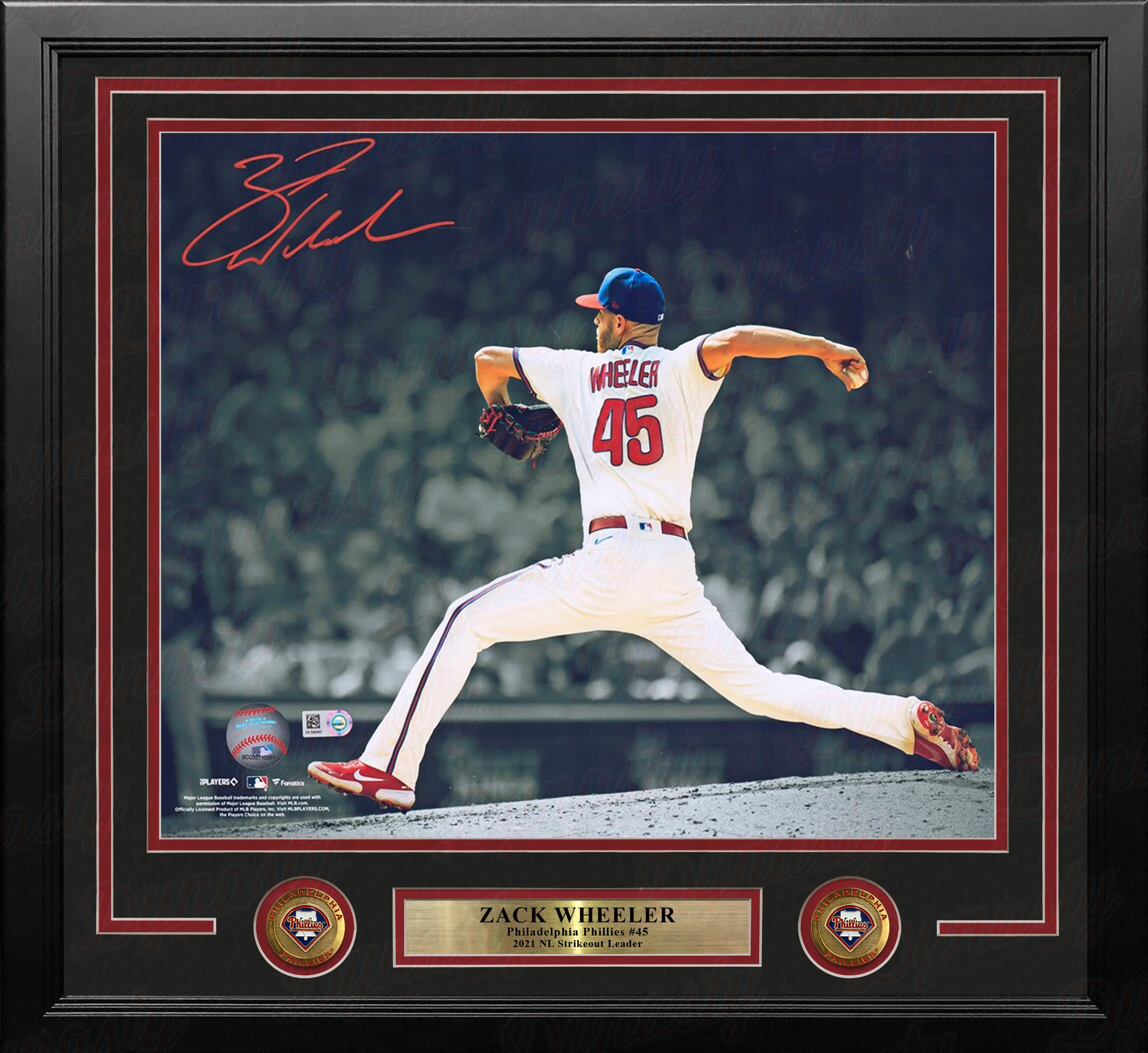 Zack Wheeler Blackout Action Autographed Philadelphia Phillies 11" x 14" Framed Baseball Photo